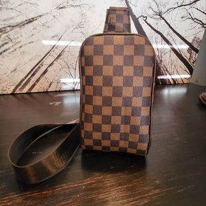 Modern over the neck fanny pack in dark brown and brown VL themed